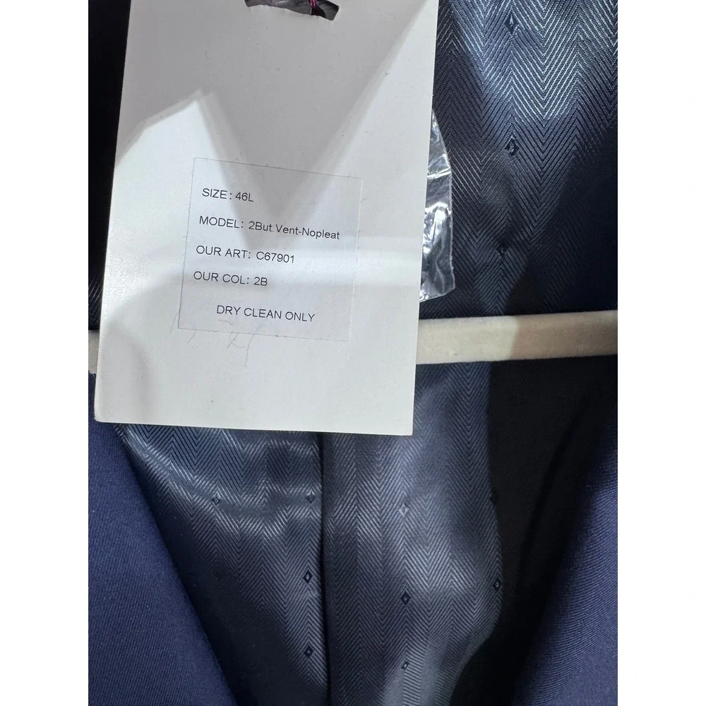 Carlo Lusso Mens Navy Blazer 46L Super Deluxe Microtech Suit Jacket 2 Button New